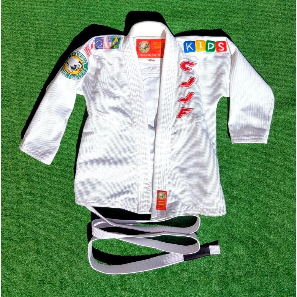 Kids Jiu-Jitsu Gi Keikogi Uniform White Unisex Size M1 100% Cotton Uniform EUC